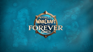 World of Warcraft: Forever logo over a teal map of Azeroth's continents