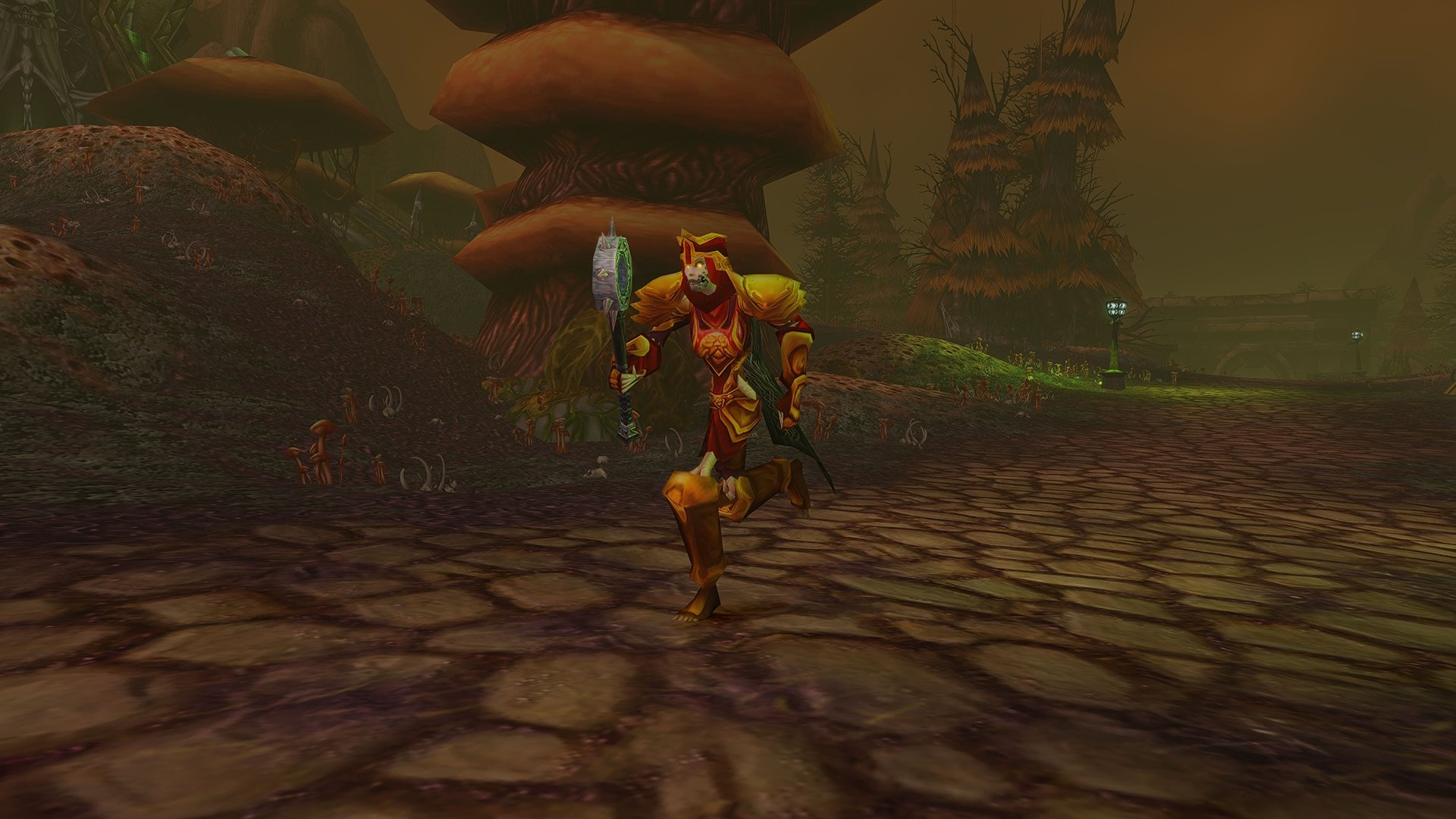 World of Warcraft: Forever character running along a village road